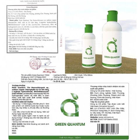 Green Quantum Nước uống cô đặc, nước diệp lục hỗ trợ đào thải độc tố, rượu bia, tăng cường hồng cầu 150ml