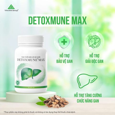 Thực phẩm bảo vệ sức khỏe Detoxmune® Max 30v/lọ hỗ trợ đào thải độc gan, tăng cường chức năng gan