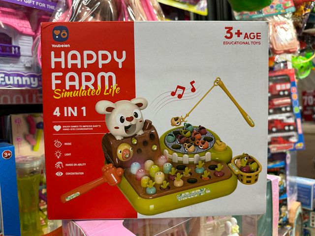 Happy Farm Đồ chơi 4in1 câu cá nông trại vui vẻ có hiệu ứng đèn và nhạc 1701 cho trẻ em yêu thích câu cá và nông trại