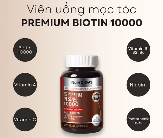 (Hàn Quốc) Viên Hỗ Trợ Mọc Tóc Giảm Rụng Tóc NUTRI D-DAY Premium Biotin 10000mg