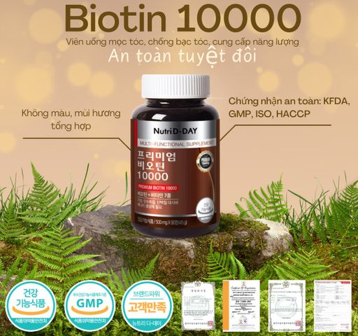 (Hàn Quốc) Viên Hỗ Trợ Mọc Tóc Giảm Rụng Tóc NUTRI D-DAY Premium Biotin 10000mg