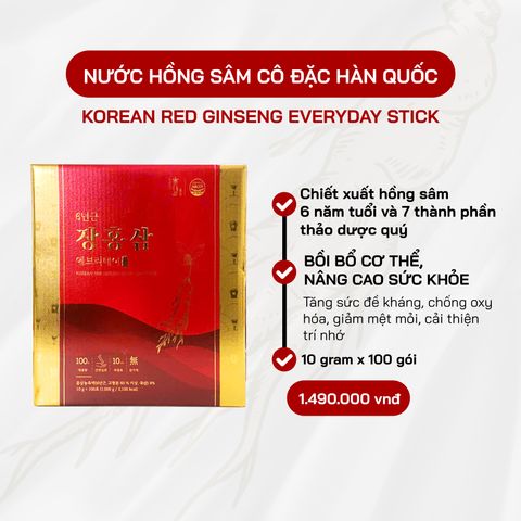 Nước Hồng Sâm Gói Cao Cấp Hàn Quốc - 100 Gói x 10g, Hỗ Trợ Tăng Cường Sức Đề Kháng, Giảm Căng Thẳng, Cải Thiện Giấc Ngủ