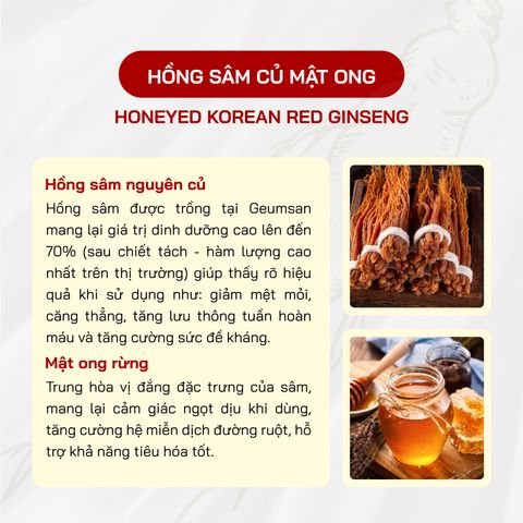 Hồng Sâm Tẩm Mật Ong Hàn Quốc - Giải Pháp Bồi Bổ Sức Khỏe 300g, Hỗ Trợ Tăng Cường Miễn Dịch, Giảm Căng Thẳng
