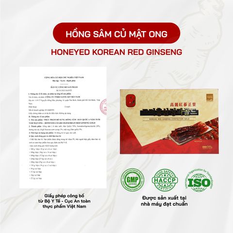 Hồng Sâm Tẩm Mật Ong Hàn Quốc - Giải Pháp Bồi Bổ Sức Khỏe 300g, Hỗ Trợ Tăng Cường Miễn Dịch, Giảm Căng Thẳng