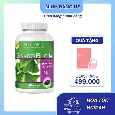 (Auth nhập khẩu) [Hàng Mỹ]date 228 Viên Uống Bổ Não Trunature Ginkgo Biloba 120mg 340 Viên