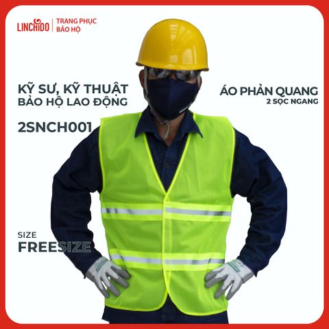 Áo Phản Quang 2 Sọc Ngang Vải Lưới Thoáng Mát Sọc Phản Quang 5 CM Màu Chuối Mã 2SNCH001