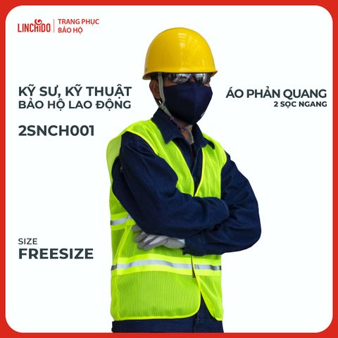 Áo Phản Quang 2 Sọc Ngang Vải Lưới Thoáng Mát Sọc Phản Quang 5 CM Màu Chuối Mã 2SNCH001