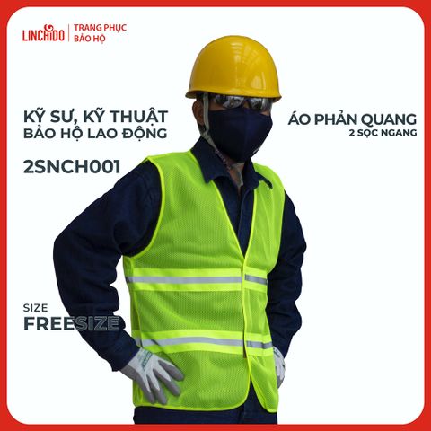 Áo Phản Quang 2 Sọc Ngang Vải Lưới Thoáng Mát Sọc Phản Quang 5 CM Màu Chuối Mã 2SNCH001