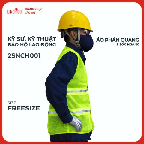 Áo Phản Quang 2 Sọc Ngang Vải Lưới Thoáng Mát Sọc Phản Quang 5 CM Màu Chuối Mã 2SNCH001