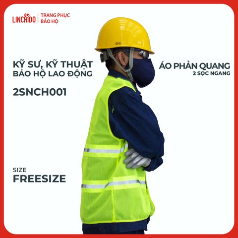 Áo Phản Quang 2 Sọc Ngang Vải Lưới Thoáng Mát Sọc Phản Quang 5 CM Màu Chuối Mã 2SNCH001