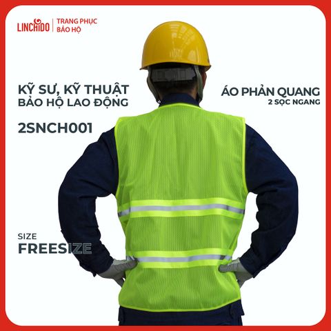 Áo Phản Quang 2 Sọc Ngang Vải Lưới Thoáng Mát Sọc Phản Quang 5 CM Màu Chuối Mã 2SNCH001