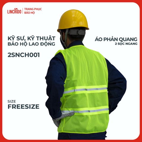 Áo Phản Quang 2 Sọc Ngang Vải Lưới Thoáng Mát Sọc Phản Quang 5 CM Màu Chuối Mã 2SNCH001