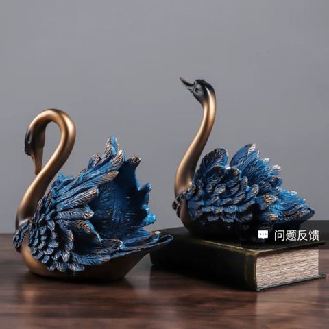 Tượng thiên nga xanh trang trí nhà cửa decor tủ kệ 633030