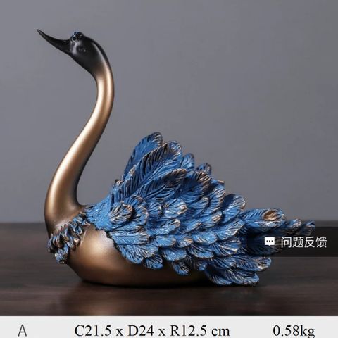 Tượng thiên nga xanh trang trí nhà cửa decor tủ kệ 633030