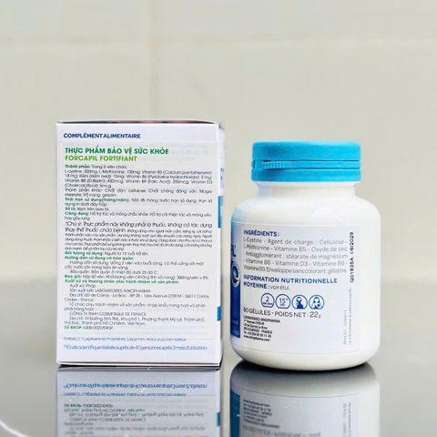 Viên Uống Ngăn Rụng Tóc Arkopharma Forcapil Fortifiant 30 viên - Giải Pháp Chắc Khỏe Cho Tóc Và Móng Sau Sinh, Hỗ Trợ Kích Thích Mọc Tóc