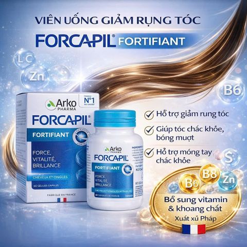 Viên Uống Ngăn Rụng Tóc Arkopharma Forcapil Fortifiant 30 viên - Giải Pháp Chắc Khỏe Cho Tóc Và Móng Sau Sinh, Hỗ Trợ Kích Thích Mọc Tóc