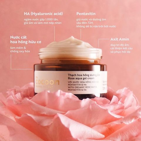 [B E B U] Thạch Hoa Hồng Dưỡng Ẩm Cocoon Rose Aqua Gel Cream 100ml