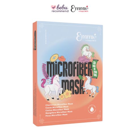 [B E B U] Hộp 10 Miếng Mặt Nạ Emmié Microfiber Cầu Sung Dừa Đủ Xoài Microfiber Mask 280g