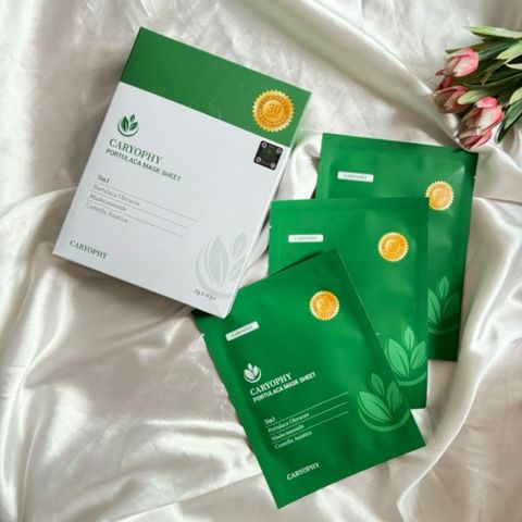 [B E B U]  Hộp 10 Miếng Mặt Nạ Caryophy Giảm Mụn, Thâm & Dưỡng Ẩm Da Portulaca Mask Sheet 10x22g