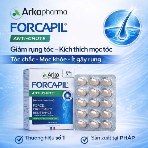 Viên Uống Mọc Tóc Arkopharma forcapil Anti-Chute 30 Viên - Hỗ Trợ Tóc Mọc Dày Khỏe, Ngăn Ngừa Rụng Tóc, Cải Thiện Tình Trạng Tóc Mỏng