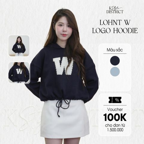 [LOHNT] Áo hoodie nữ W Logo Hoodie có mũ form ngắn cao cấp