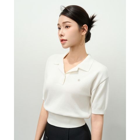 [LOHNT] Áo thun nữ cổ bẻ tay ngắn Hàn Quốc cao cấp/ Open collar Short sleeve - LT011