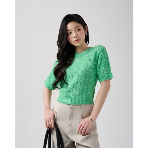 [LOHNT] Áo thun nữ Hàn Quốc dệt gân/ Elle Cable - Short sleeve - LT014