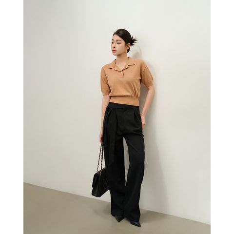 [LOHNT] Áo thun nữ cổ bẻ tay ngắn Hàn Quốc cao cấp/ Open collar Short sleeve - LT011
