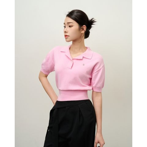 [LOHNT] Áo thun nữ cổ bẻ tay ngắn Hàn Quốc cao cấp/ Open collar Short sleeve - LT011