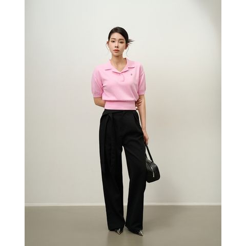 [LOHNT] Áo thun nữ cổ bẻ tay ngắn Hàn Quốc cao cấp/ Open collar Short sleeve - LT011