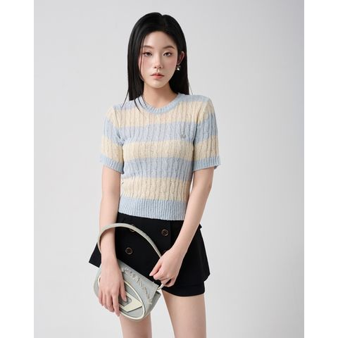 Áo tay ngắn kẻ sọc phong cách Hàn Quốc/ Ruby stripe sweater - #LT020