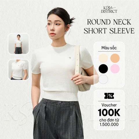 [LOHNT] Áo dệt kim nữ tay ngắn, cổ tròn cao cấp Hàn Quốc/ Round-neck Short sleeve - LT003