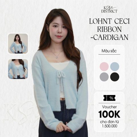 [ LOHNT ] Áo khoác Cardigan nữ  Ceci ribbon cổ tròn Hàn Quốc cao cấp