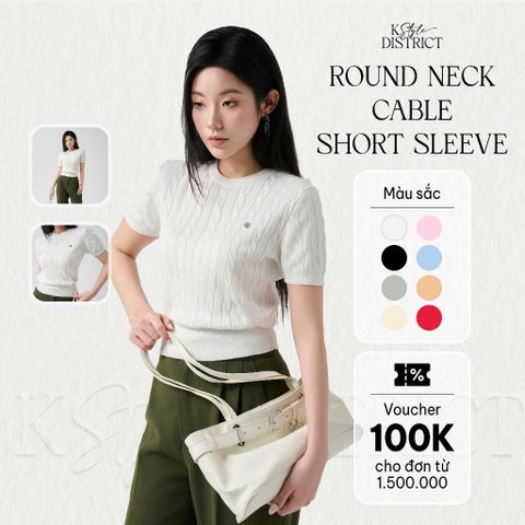 [LOHNT] Áo thun nữ cổ tròn tay ngắn dệt gân Hàn Quốc cao cấp/ Round-neck - Cable - Short sleeve - LT006