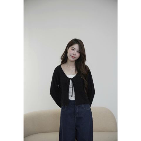 [ LOHNT ] Áo khoác Cardigan nữ  Ceci ribbon cổ tròn Hàn Quốc cao cấp
