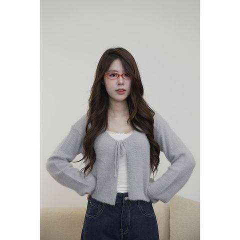 [ LOHNT ] Áo khoác Cardigan nữ  Ceci ribbon cổ tròn Hàn Quốc cao cấp