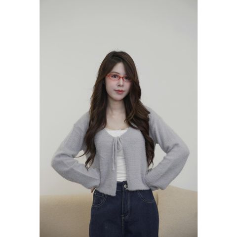 [ LOHNT ] Áo khoác Cardigan nữ  Ceci ribbon cổ tròn Hàn Quốc cao cấp