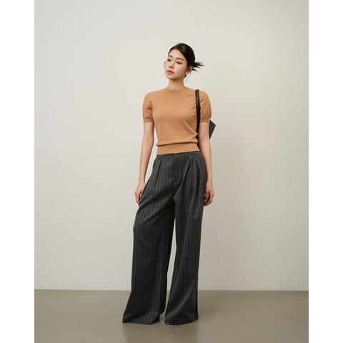 [LOHNT] Áo dệt kim nữ tay ngắn, cổ tròn cao cấp Hàn Quốc/ Round-neck Short sleeve - LT003
