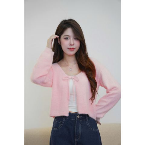[ LOHNT ] Áo khoác Cardigan nữ  Ceci ribbon cổ tròn Hàn Quốc cao cấp