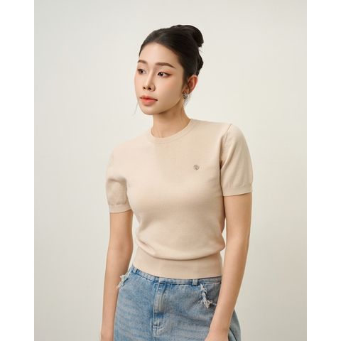[LOHNT] Áo dệt kim nữ tay ngắn, cổ tròn cao cấp Hàn Quốc/ Round-neck Short sleeve - LT003