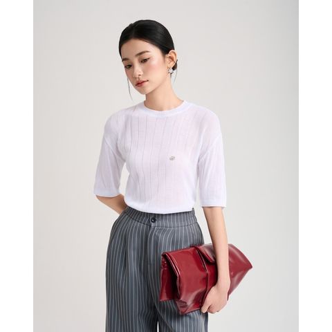 [LOHNT] Áo thun nữ tay ngắn, vải sheer Hàn Quốc/ Sheer Short-Sleeve T-Shirt - LT019