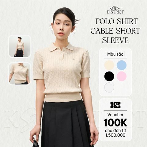 [LOHNT] Áo Polo nữ cao cấp thiết kế vặn thừng phong cách Hàn Quốc/ Polo shirt - Cable - Short sleeve - LT002