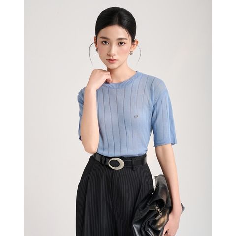 [LOHNT] Áo thun nữ tay ngắn, vải sheer Hàn Quốc/ Sheer Short-Sleeve T-Shirt - LT019
