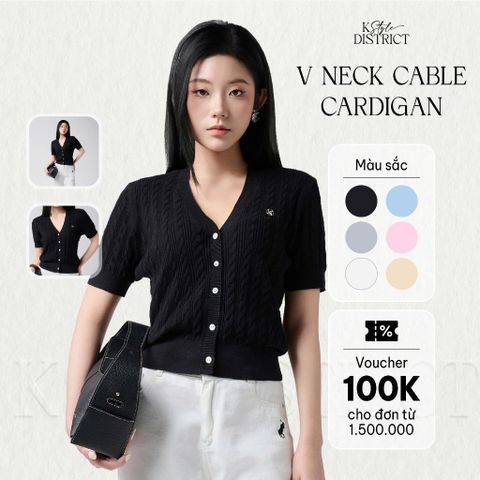 [LOHNT] Áo Cardigan nữ cổ V, dệt gân Hàn Quốc cao cấp/ V-neck - Cable - Cardigan - LT009