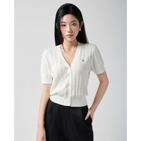 [LOHNT] Áo Cardigan nữ cổ V, dệt gân Hàn Quốc cao cấp/ V-neck - Cable - Cardigan - LT009