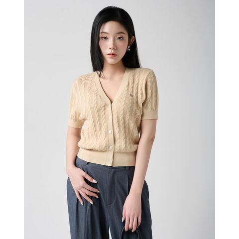 [LOHNT] Áo Cardigan nữ cổ V, dệt gân Hàn Quốc cao cấp/ V-neck - Cable - Cardigan - LT009