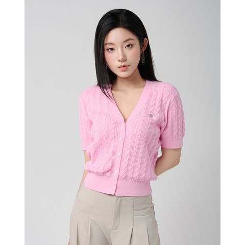 [LOHNT] Áo Cardigan nữ cổ V, dệt gân Hàn Quốc cao cấp/ V-neck - Cable - Cardigan - LT009
