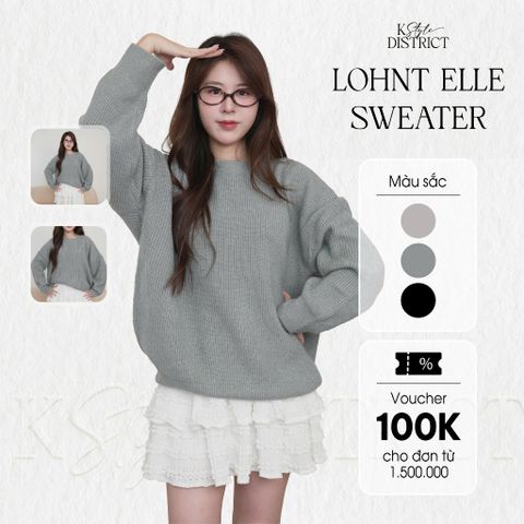 [LOHNT] Áo nữ Elle sweater dài tay form rộng Hàn Quốc cao cấp
