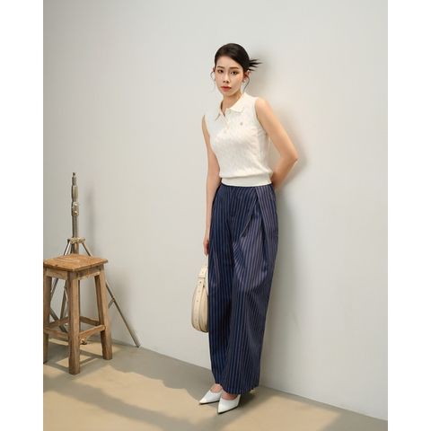 [LOHNT] Áo Polo không tay nữ, thiết kế vặn thừng cao cấp Hàn Quốc/ Polo shirt - Cable - sleeveless - LT004