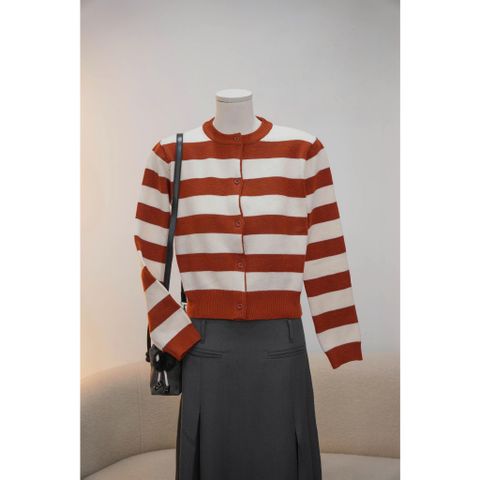 Áo len LOHNT Striped Knit Cardigan 08 dài tay kiểu dáng Hàn Quốc